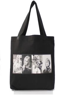 Unisex Siyah Tasarım İkon Serisi Bridget Bardot Resimli Jean Omuz Çantası